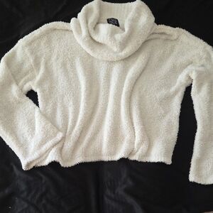 Fluffy Cream Cowl Neck Sweater